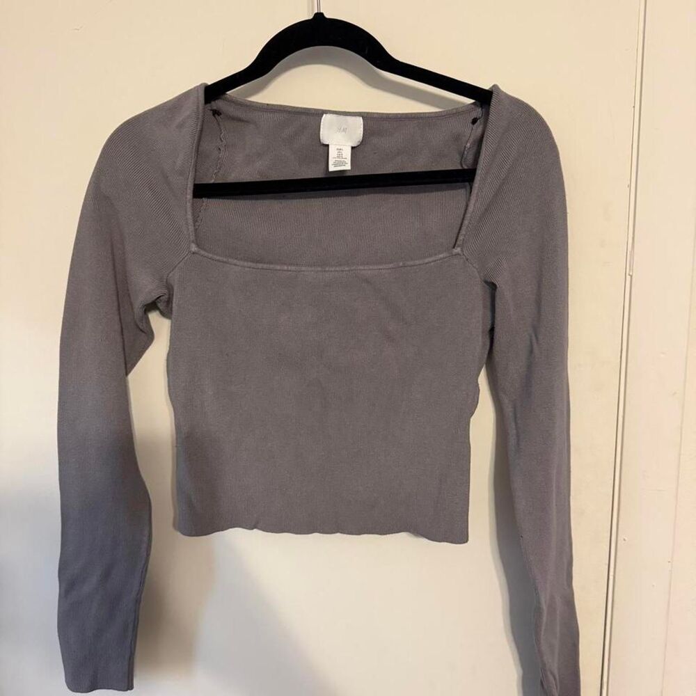 H-m Women's Grey Crop-top